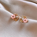 388# Silver Needle-Gold/1.3*1.1cm-Pink