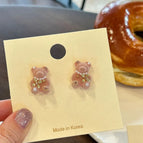 Pink Bear Ear Studs