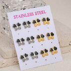 Butterfly Dripping Stud Earrings 76 / Gold Silver / 6 Pairs/Card