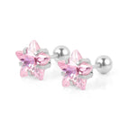 Steel Color Pentagram Pink Zirconium / 0.8*6*8 * 4mm