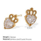 Eh901weg White Zirconium Gold Stud Earrings