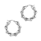 Small Bamboo Hollow Earrings Steel Color-MS-120 / 18K