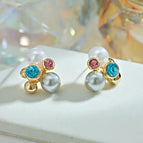 White Gray Bubble Pearl Stud Earrings