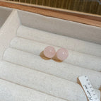 86# Silver Needle-Real Gold Plating-Gold/1.3*1.1cm-Pink jade-10mm round