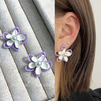 1450 Purple Fringe White Petals 925 Silver Needle