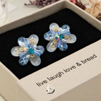 Handmade Petal Stud Earrings-Blue