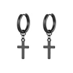 Hanging Cross Ear Clip Black MS-054