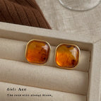 Square Amber-Silver Needle