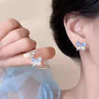Blue Zircon Butterfly Stud Earrings