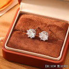 14#Crown White Zirconia Stud Earrings