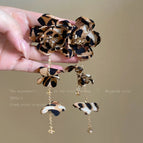 Chiffon Leopard Glass Bead Pendant Stud Earrings ES21543-2