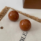 24 # Silver Needle-Half Round Stud Earrings (Real Gold Plating)
