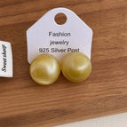 Mustard Yellow Semicircle Stud Earrings