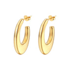 Oval Hollow Welding Pin Earrings Gold MS-017