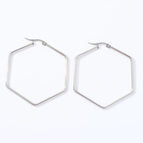 5 Hexagon Earrings Steel Color