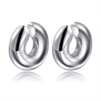 Glossy Hollow Ear Clip Steel Color MS-207