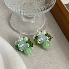 Green Rice Bead Earrings