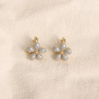Blue Floral Stud Earrings (S925 Silver Needle)