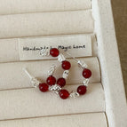 C-ring Beaded Earrings 925 Silver Needle Real Gold Plated