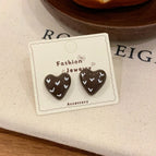 JHW06 Brown Love Heart Stud Earrings