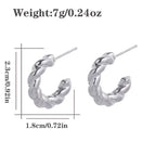 Twist C- Shaped Ear Studs White Gold Color