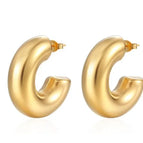 Bold C- Shaped Hollow Earrings Gold