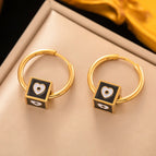 [Ehg3111] Heart Black Square Gold