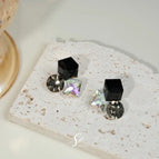 E0199 Silver Needle-Crystal Cube Sugar-Black