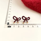 Burgundy Bow-Silver Needle