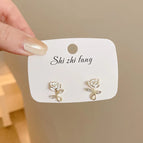 25# Gold-White Rose Earrings