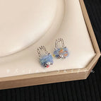Blue Wool Earrings