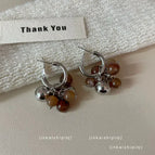 26# Silver Needle--Opal earrings