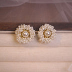 Flower Pearl Stud Earrings