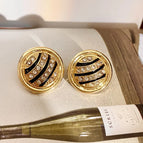 2403066B Zebra Pattern Diamond Stud Earrings (S925 Silver Needle)