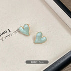 Mint green love stud earrings