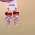 Forest Style Beaded Grape Tassel Earrings
