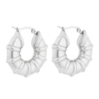 Bamboo Hollow Earrings Steel Color / 18K