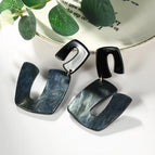 EH00064 Dark Blue Water Pattern Earrings