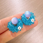 Super Fairy Blue Crystal Woven Moon Earrings