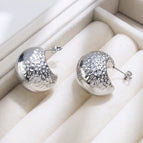 Beating Pattern Semicircle Hollow Earrings Steel Color