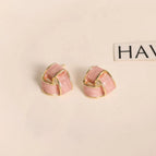 Pink Triangle Oil Drop Earrings (S925 Silver Needle)