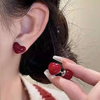 Two-Way Love Heart Stud Earrings
