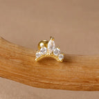 E1360-4-Gold/1.3*1.1cm-White diamond-1pc