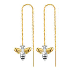 Gold Color Separation-Bee Hanging Earrings / 925 Silver