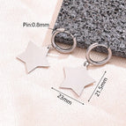 21.5X 23mm / Light Gold Pentagram Earrings (Steel Color) / 1 Pair/Package