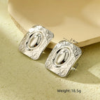 Square Steel Earrings / 18K