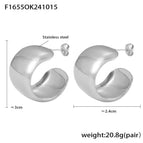 F1655-Steel Glossy Earrings PVD Electroplated Color Retention