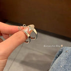 95#Silver irregular circle earrings