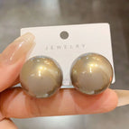 E03-039 Gray Large Pearl Stud Earrings (2.5cm)