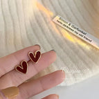 Burgundy Glazed Heart [Earrings]